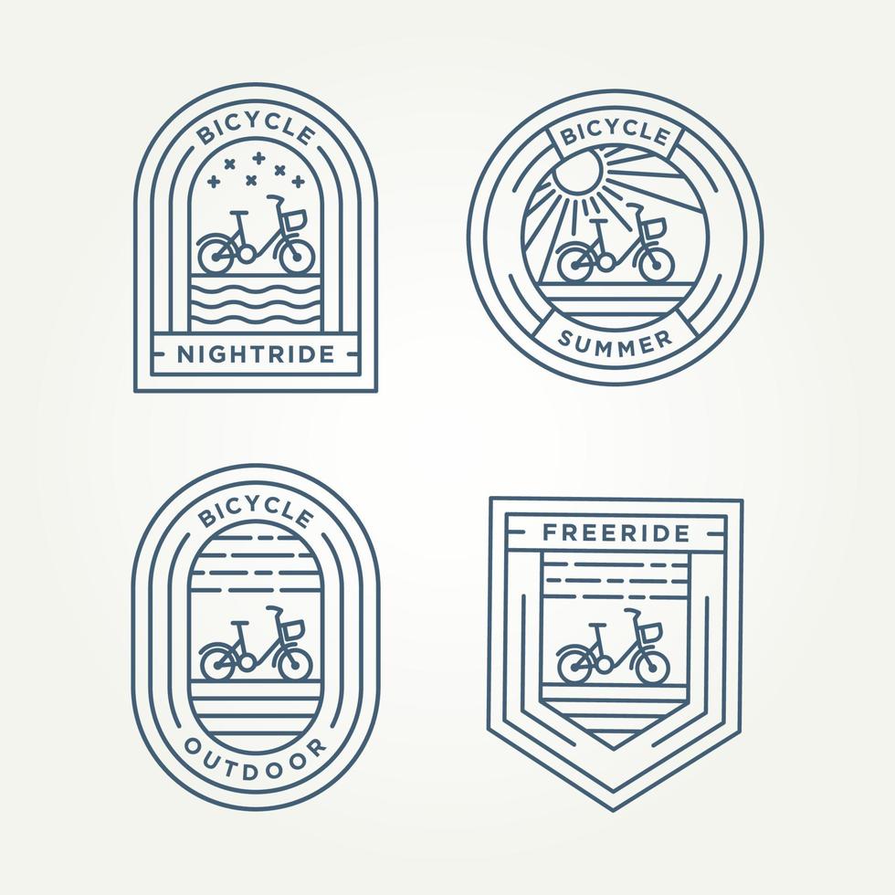 uppsättning av cykel minimalistisk line art badge ikon logotyp vektor