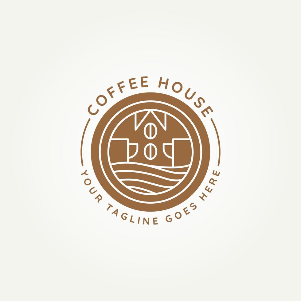kaffeehaus minimalistische linie kunstabzeichen logo symbol vektor