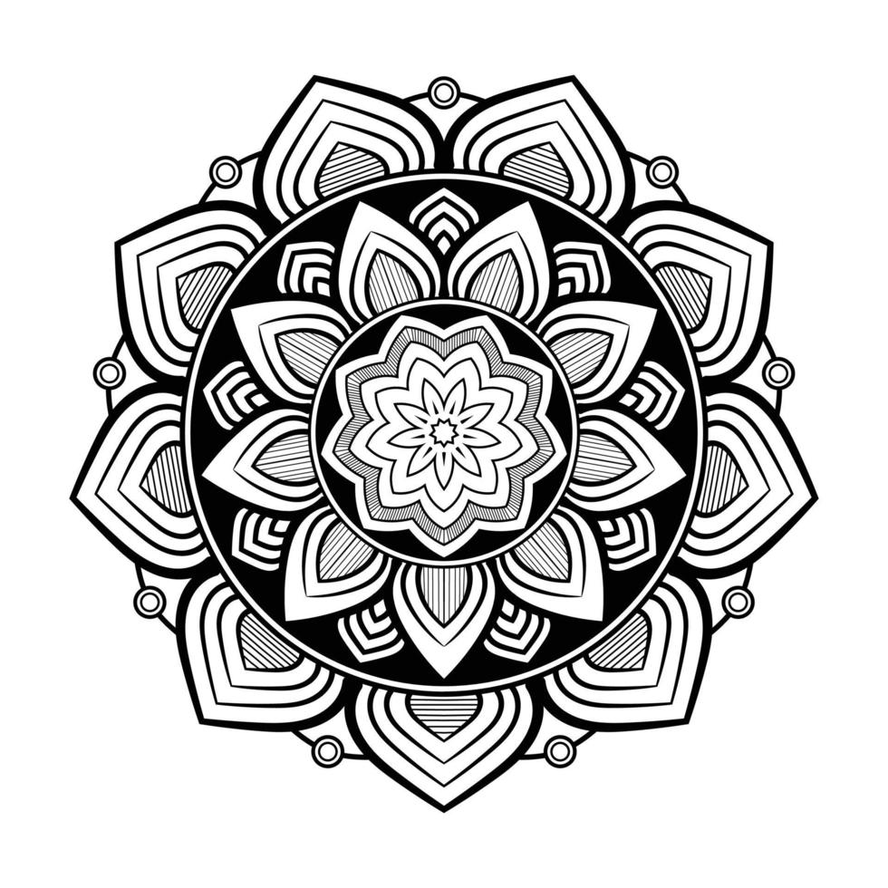 kreativ svart enkel mandala design med vit bakgrund vektor