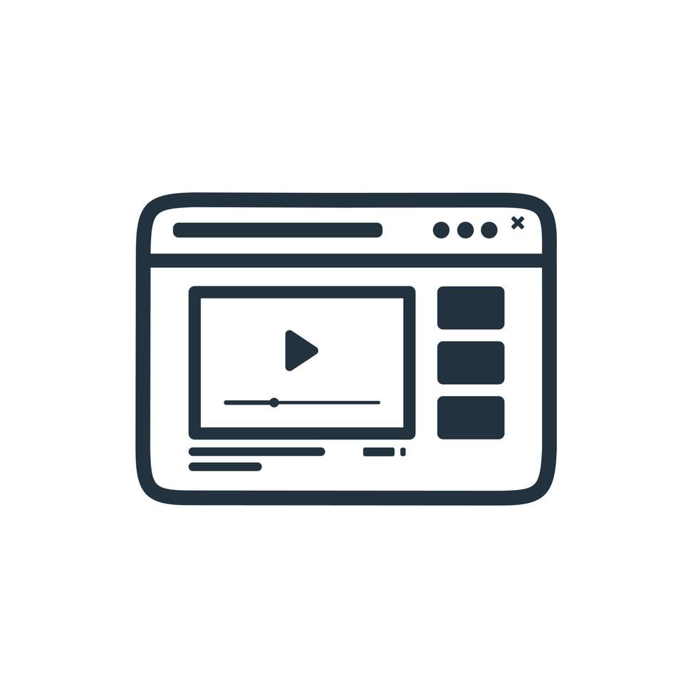 Videoplayer-Vektorsymbol isoliert auf weißem Hintergrund. Videowiedergabe-Site-Symbol für Web- und mobile Apps. Vektorillustrationen vektor