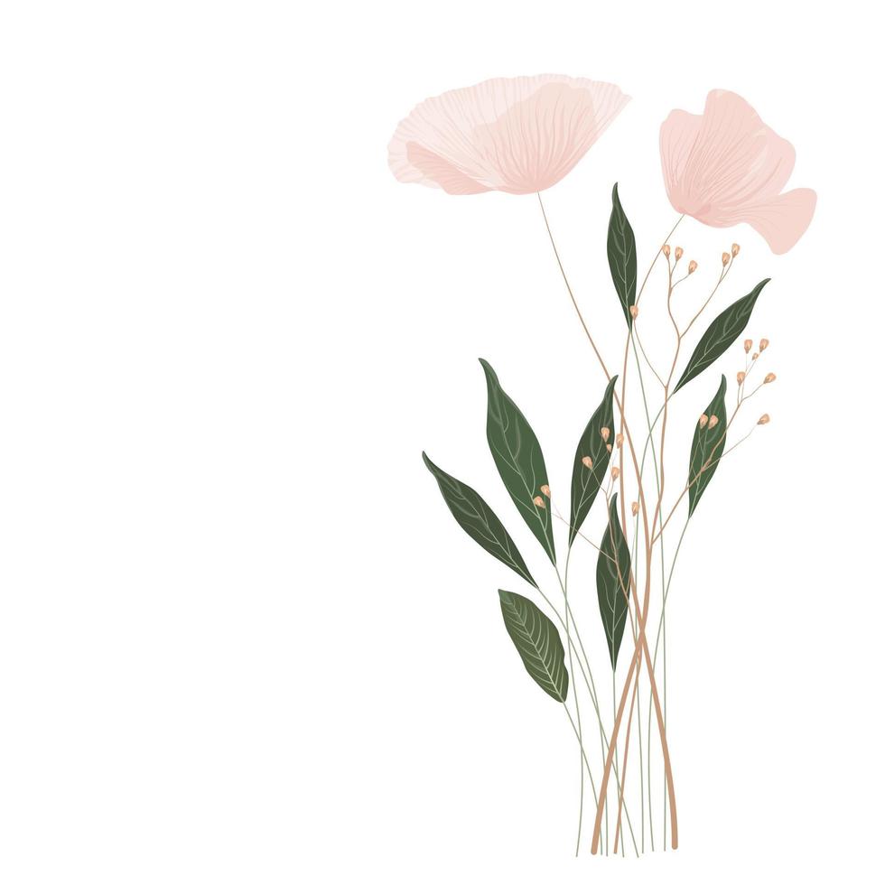 bukett vektor stock illustration. ett element för en bröllopsinbjudan. isolerad på en vit bakgrund. rosa blommor. närbild.