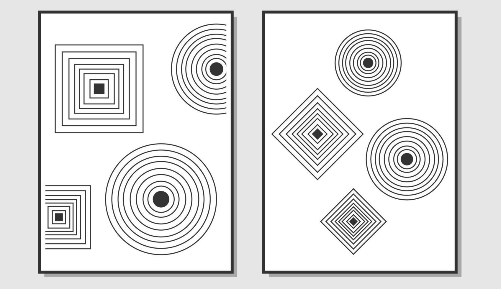 abstrakte Wandkunst. sich wiederholende geometrische Kreise und Quadrate. geeignet für Wohnzimmer Wanddekoration. Vektor-Illustration vektor