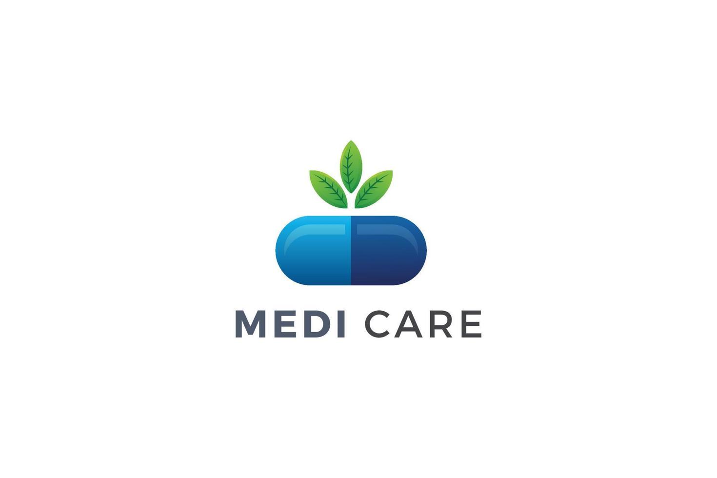 medicare medicinsk hälsa 3d naturliga kapsel modern medicin logotyp vektor