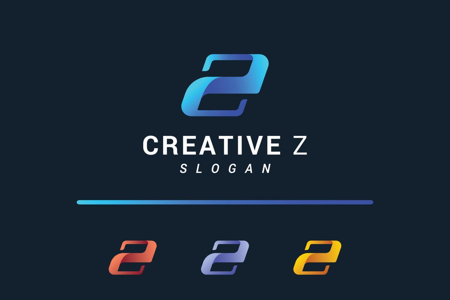 bokstaven z kreativ gradient färg teknisk logotyp vektor