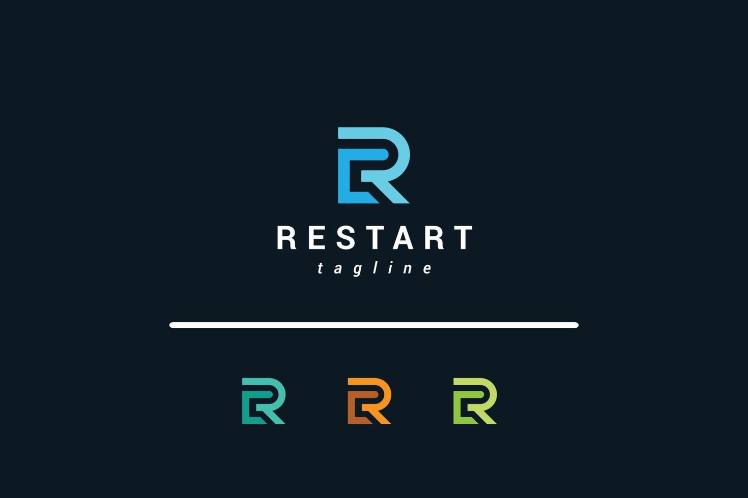 bokstaven r kreativ blå färg enkel och minimal platt logotyp vektor