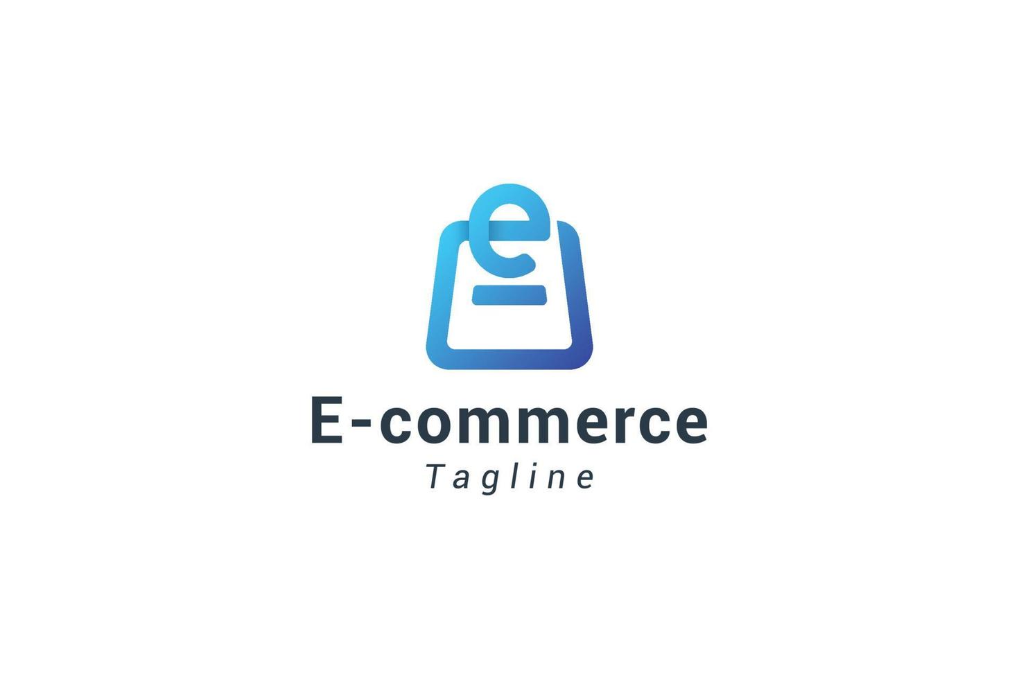 buchstabe e kreatives e-commerce-einkaufstaschenlogo vektor