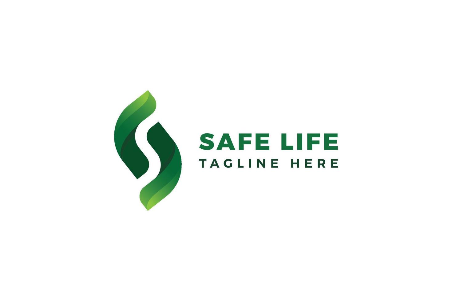buchstabe s grüne farbe 3d safe life logo vektor