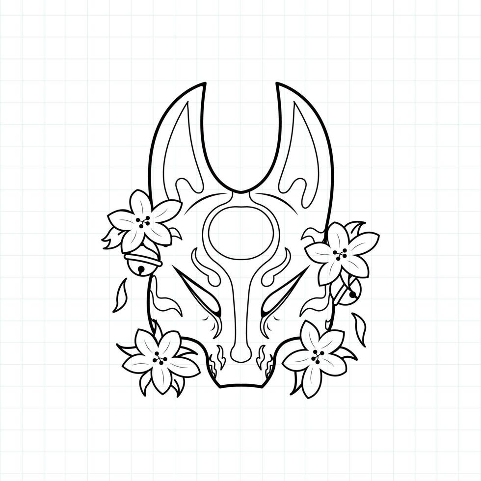 japansk kitsune mask målarbok, vektorillustration eps.10 vektor