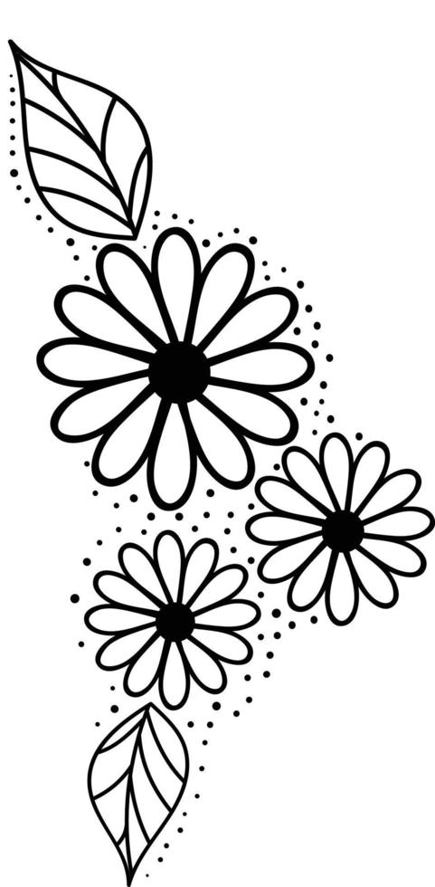 Vektor schwarze und weiße Blumen. Malbuch mit Vektorfarben. Zeichne eine abstrakte Blume. Vektor-Illustration