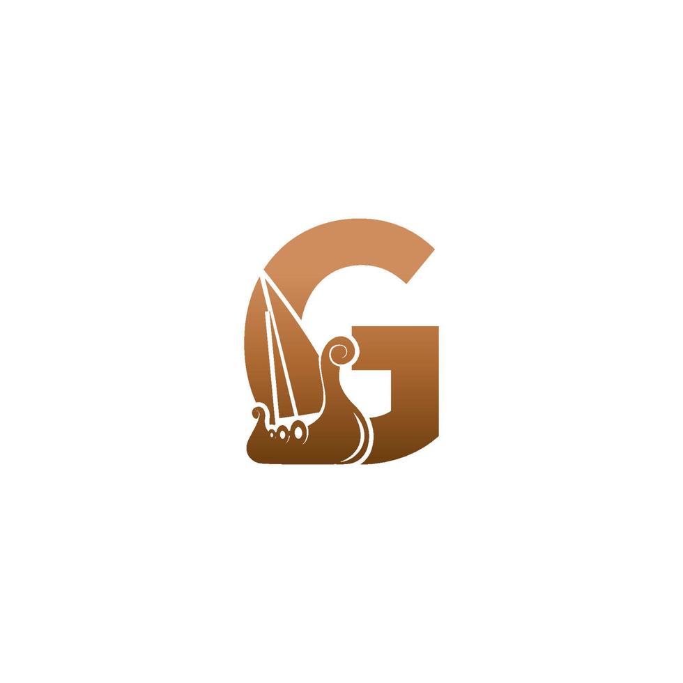 bokstaven g med logotyp ikonen viking segelbåt formgivningsmall vektor