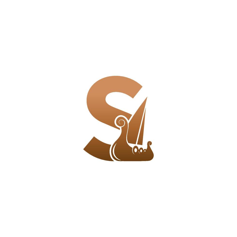 bokstaven s med logotyp ikonen viking segelbåt formgivningsmall vektor