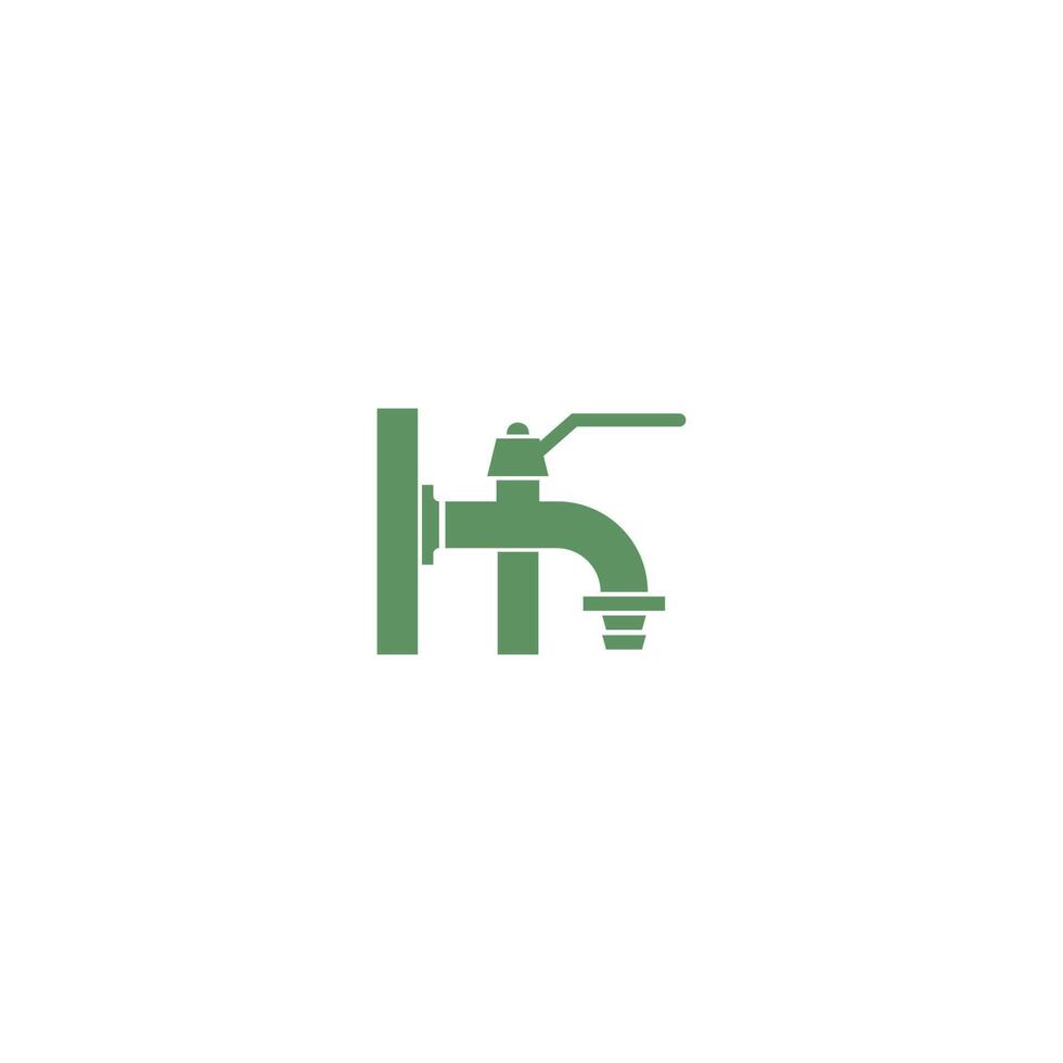 Wasserhahn-Symbol mit Buchstabe h-Logo-Design-Vektor vektor