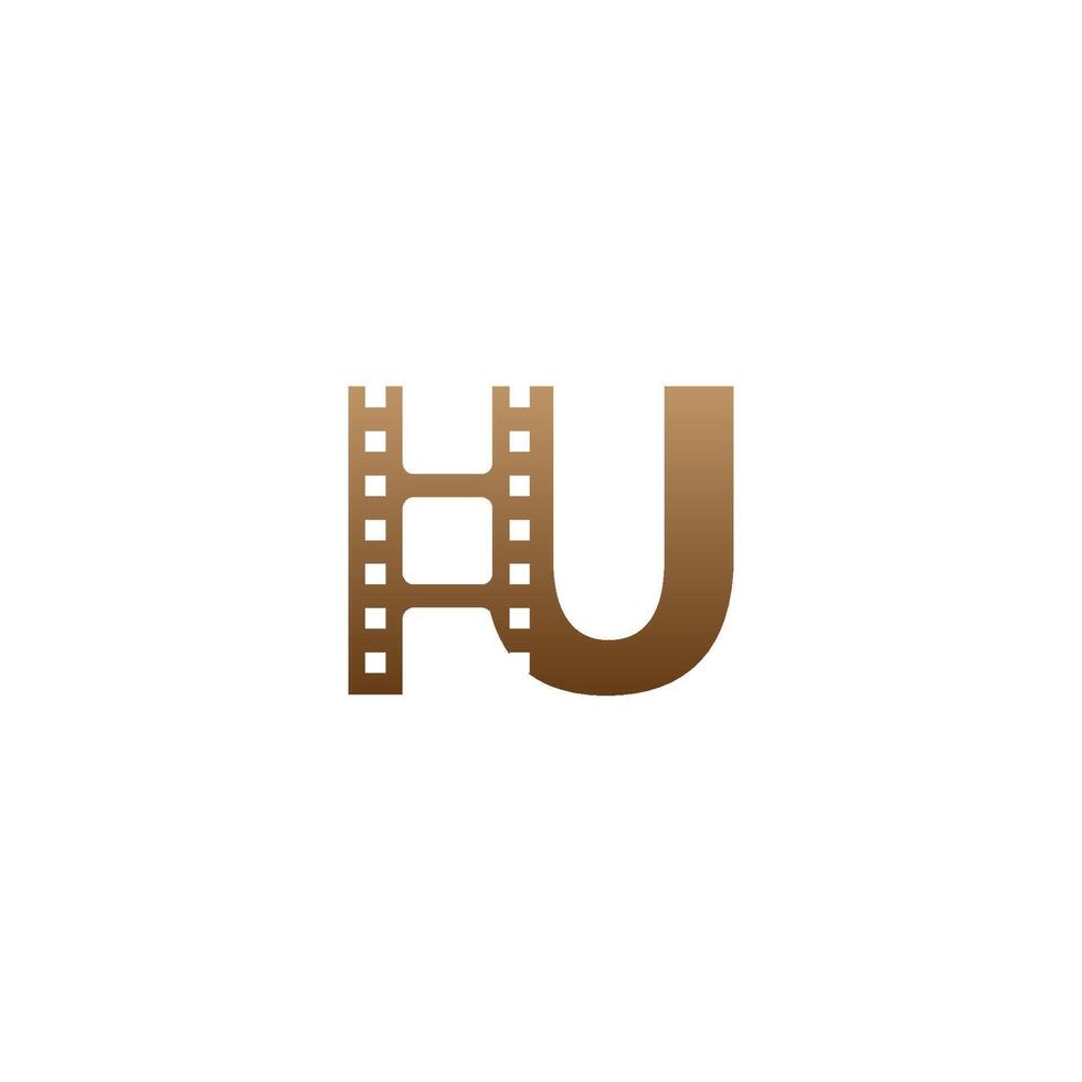 bokstaven u med filmremsa ikon logotyp formgivningsmall vektor
