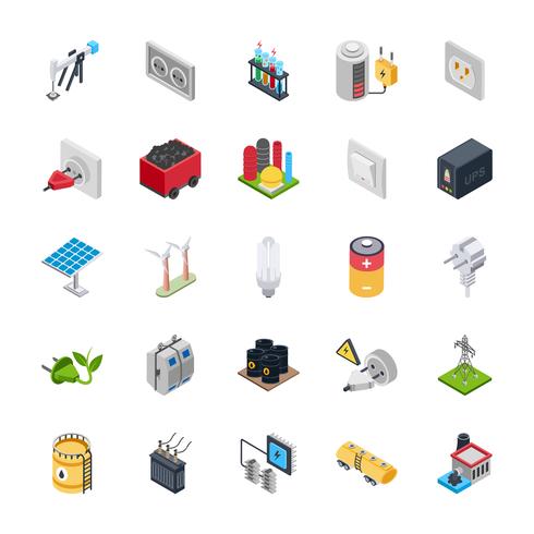 Elektroenergie Icons Set vektor