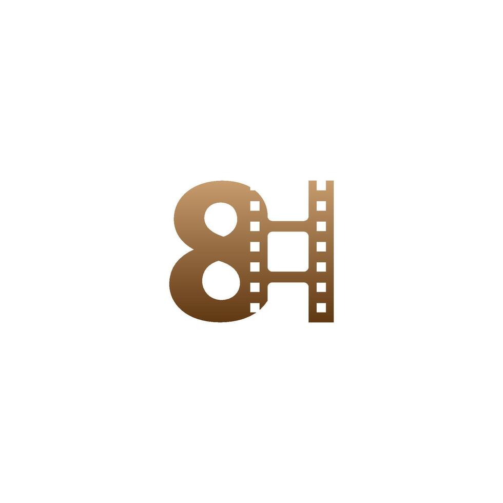 Nummer 8 mit Designvorlage für das Logo des Filmstreifensymbols vektor