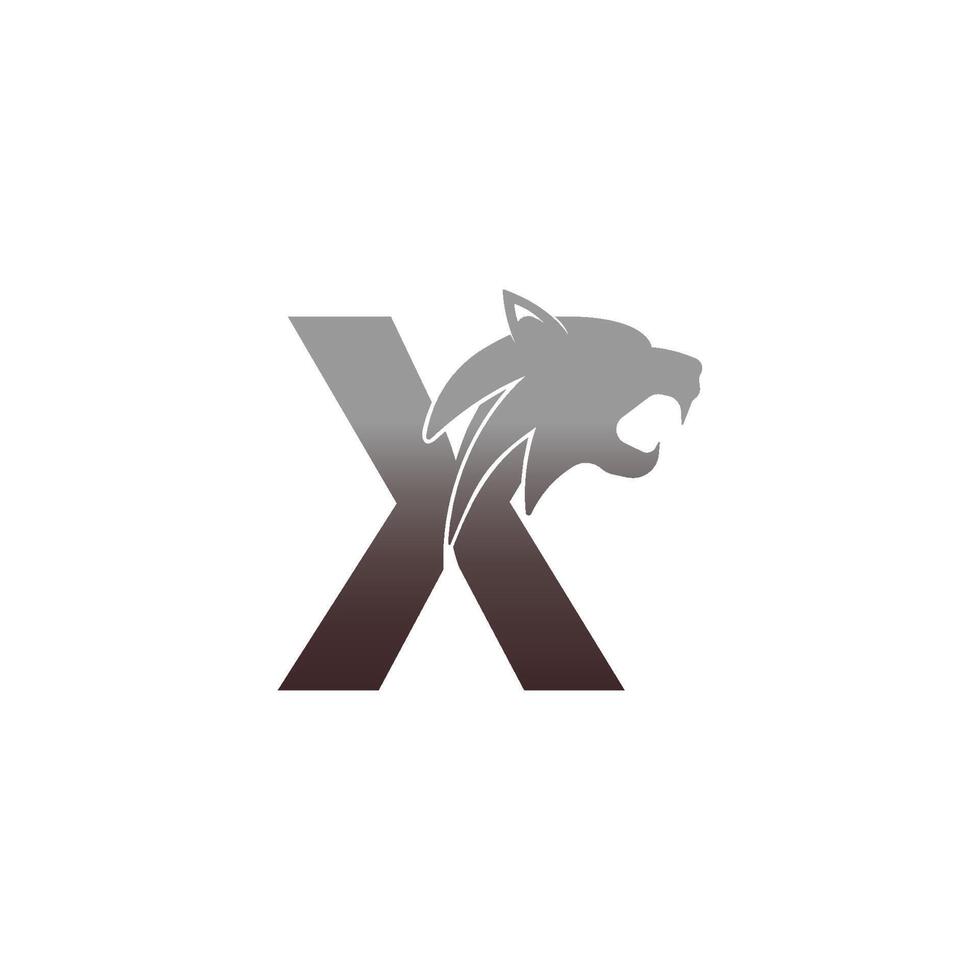 Buchstabe x mit Pantherkopf-Symbol-Logo-Vektor vektor