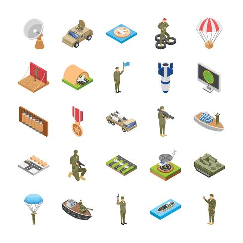 Isometriska ikoner av militära specialstyrkorarmé vektor