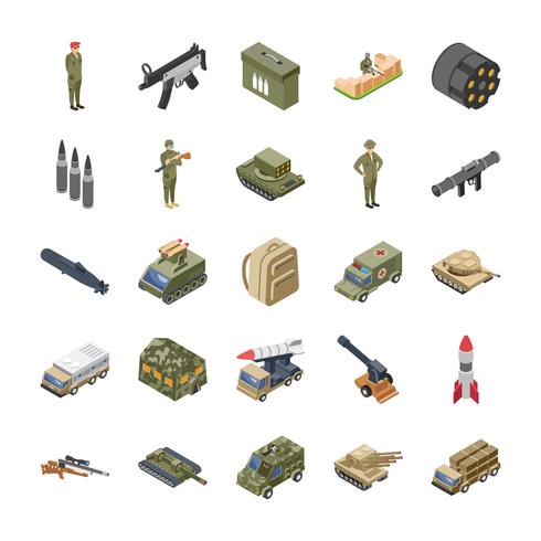 Militär, specialstyrkor och armé ikoner set vektor