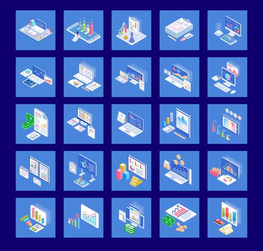 Geschäftsdiagramme Icon Pack vektor