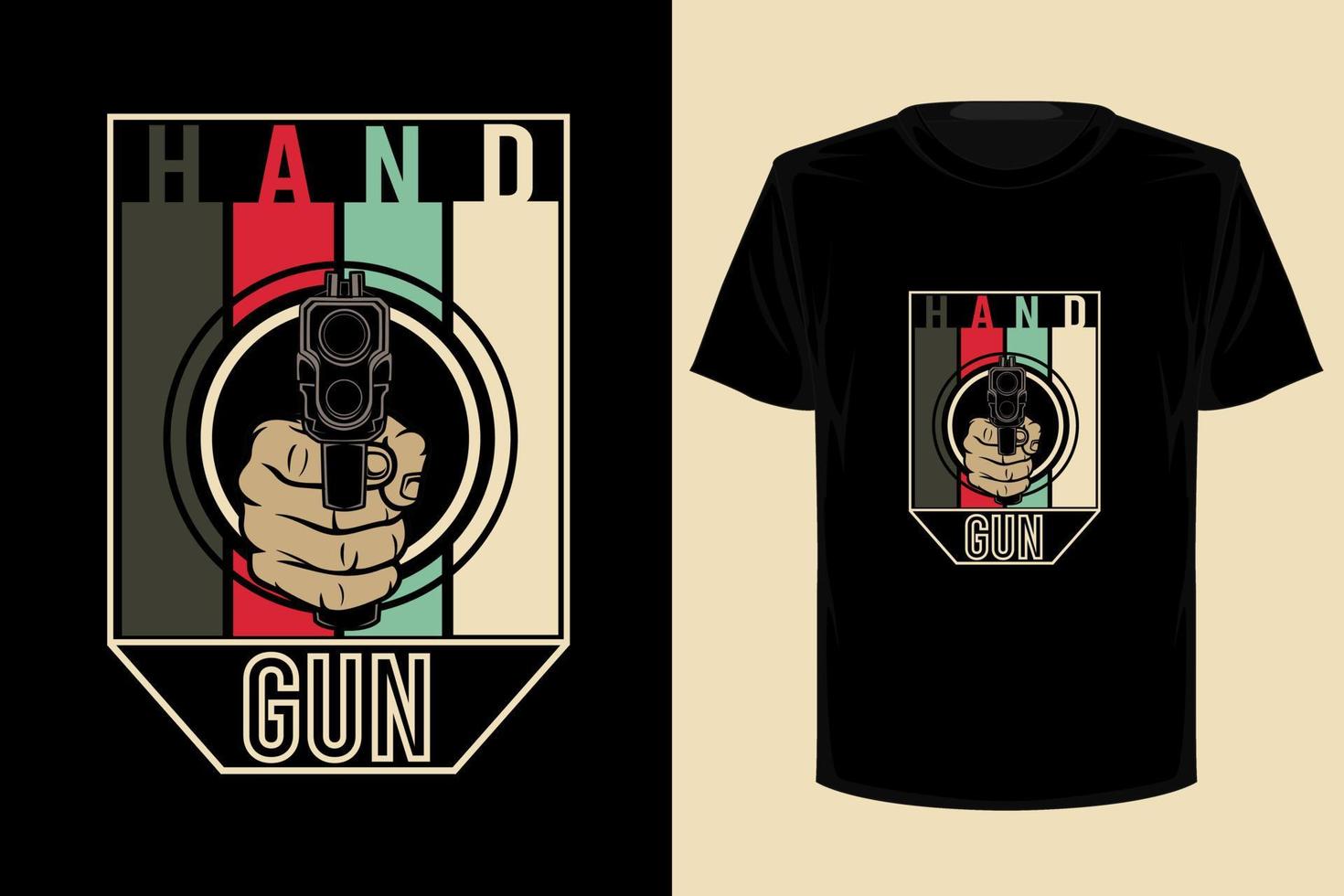 hand gun retro vintage t-shirt design vektor