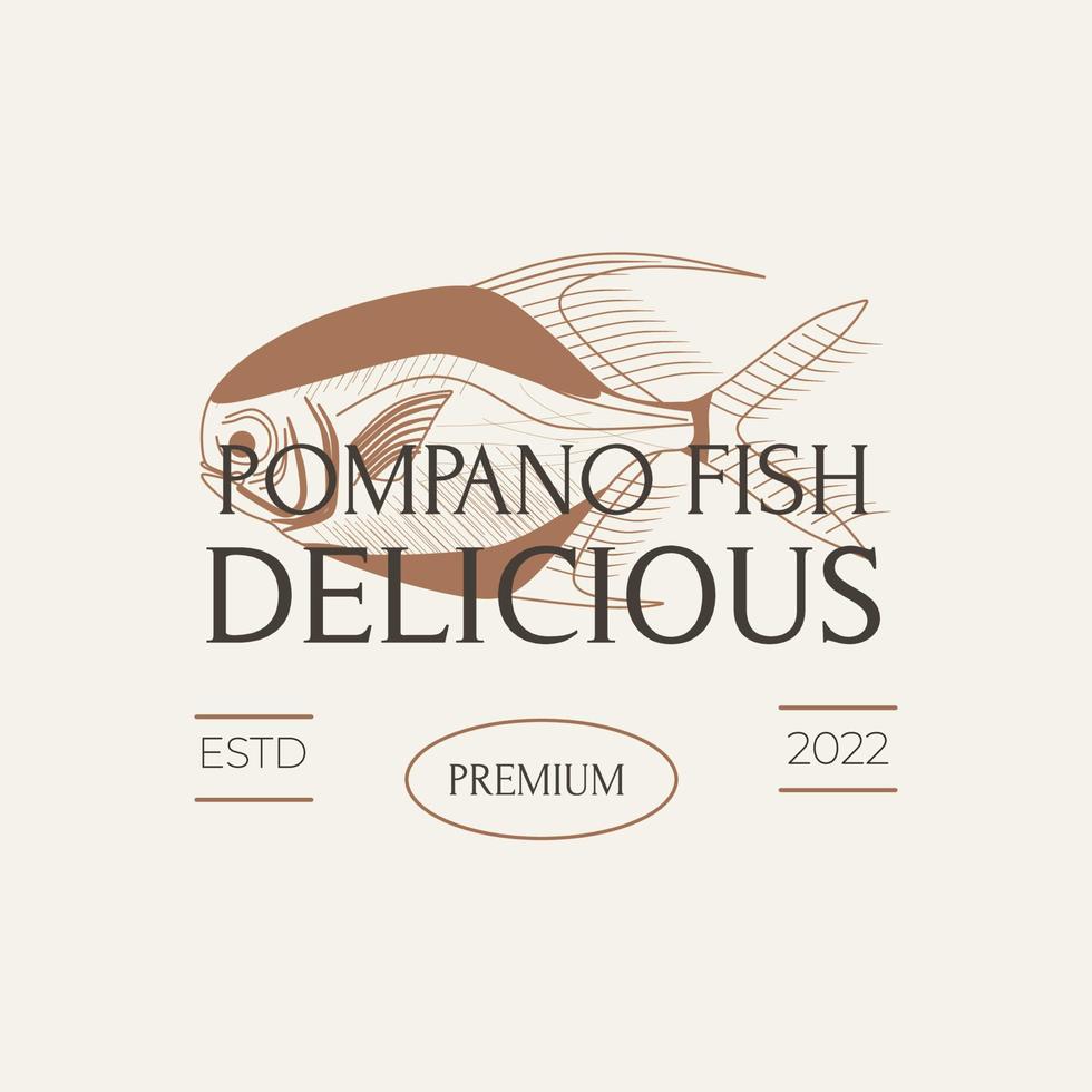 pompano fisk vintage illustration logotyp vektor