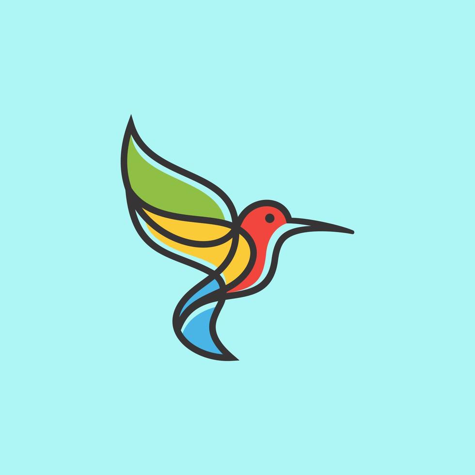 hummingbird logotyp design vektor med hel linje och färg stilar