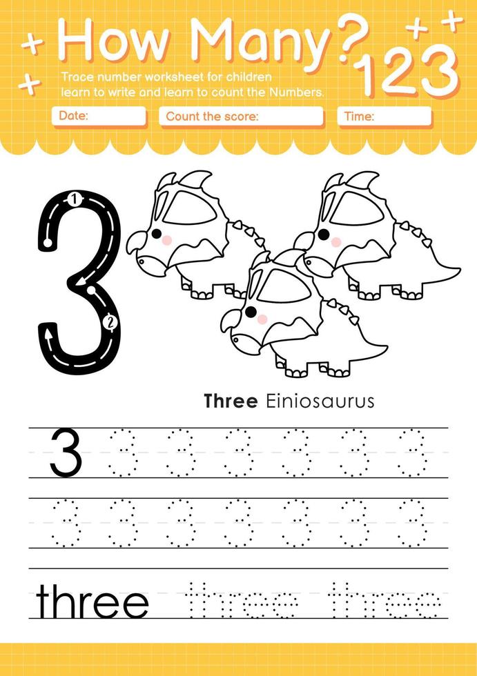 Nummernverfolgungsvorlage mit der Nummer drei vektor