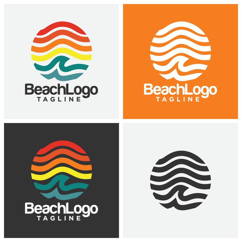 Strandinsel-Landschaftslogo. Strand-Logo-Design-Vektor. strand logo outdoor sommer reisen sonne stock vektor