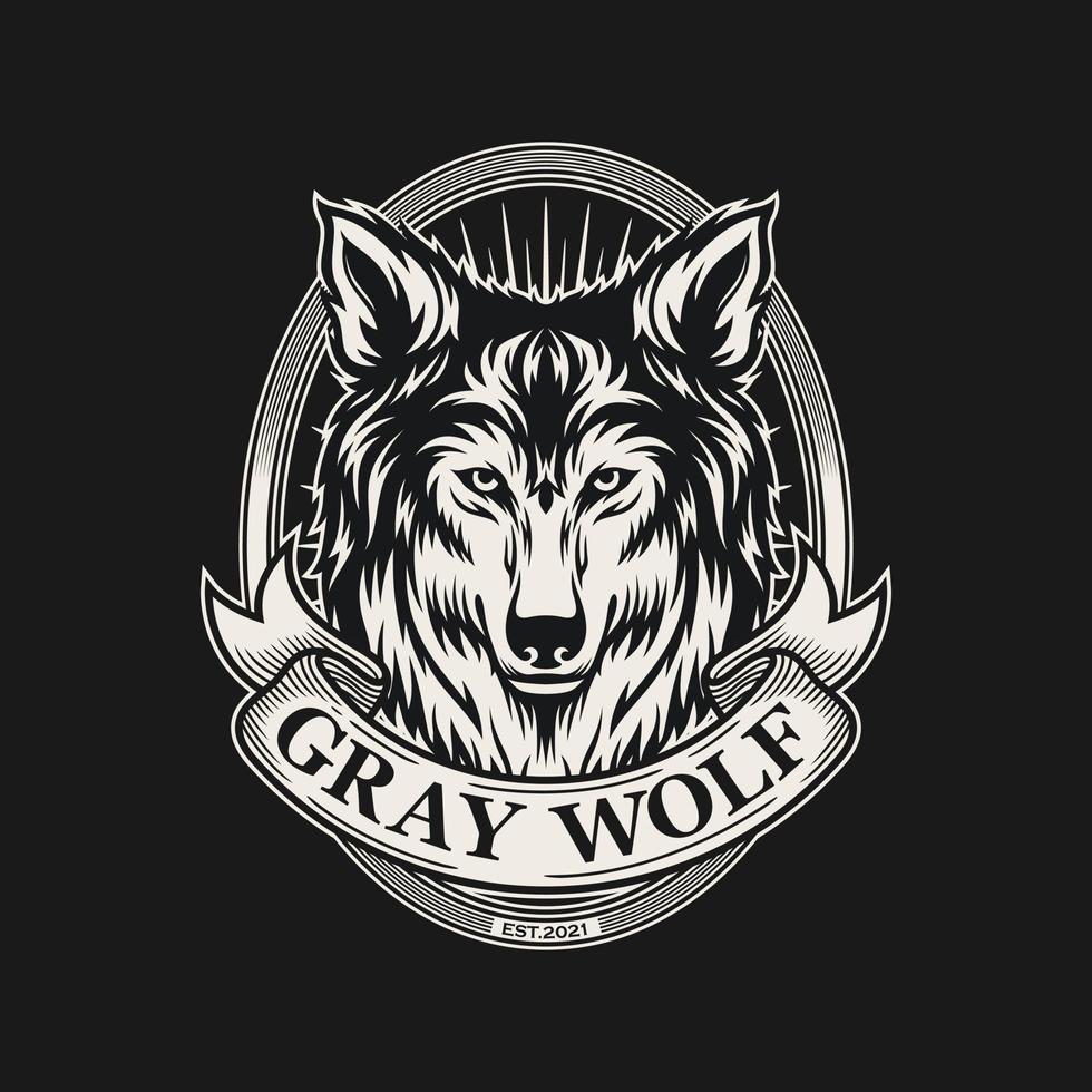 Vintage-Wolf-Logo-Design-Vektor-Illustration vektor