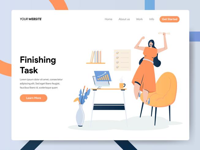 Landningssidamall för avslutande uppgift för affärskvinna vektor