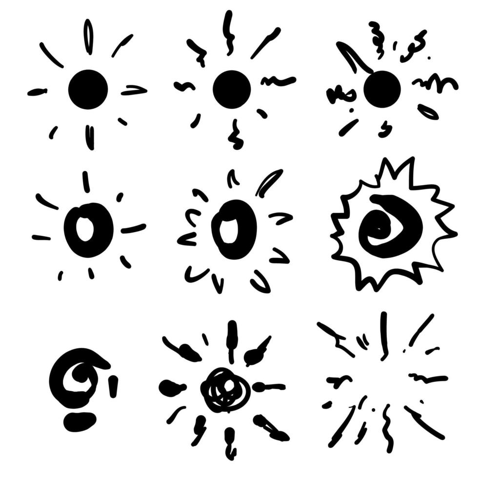 Doodle Sun Burst Illustration Symbolvektor vektor