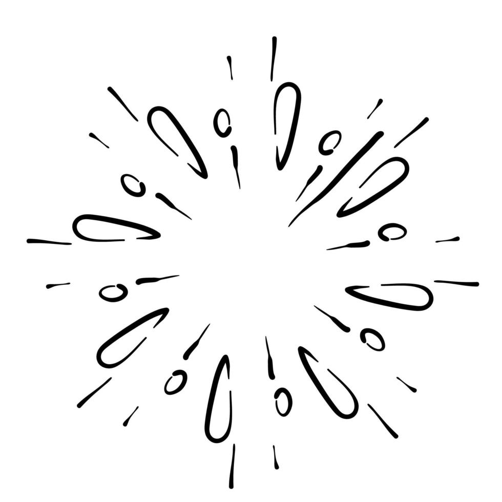 doodle designelement, starburst doodle, gnistrande doodle, fyrverkeri doodle isolerad på vit bakgrund vektor