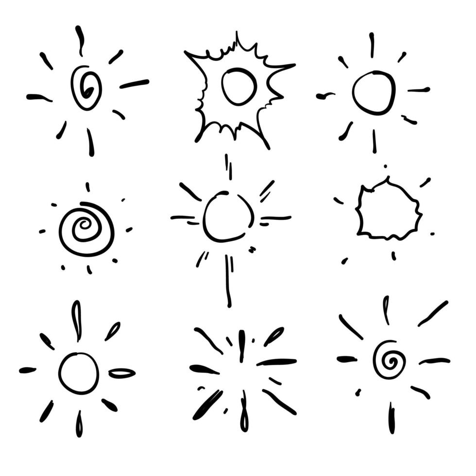 doodle sun burst illustration ikon vektor