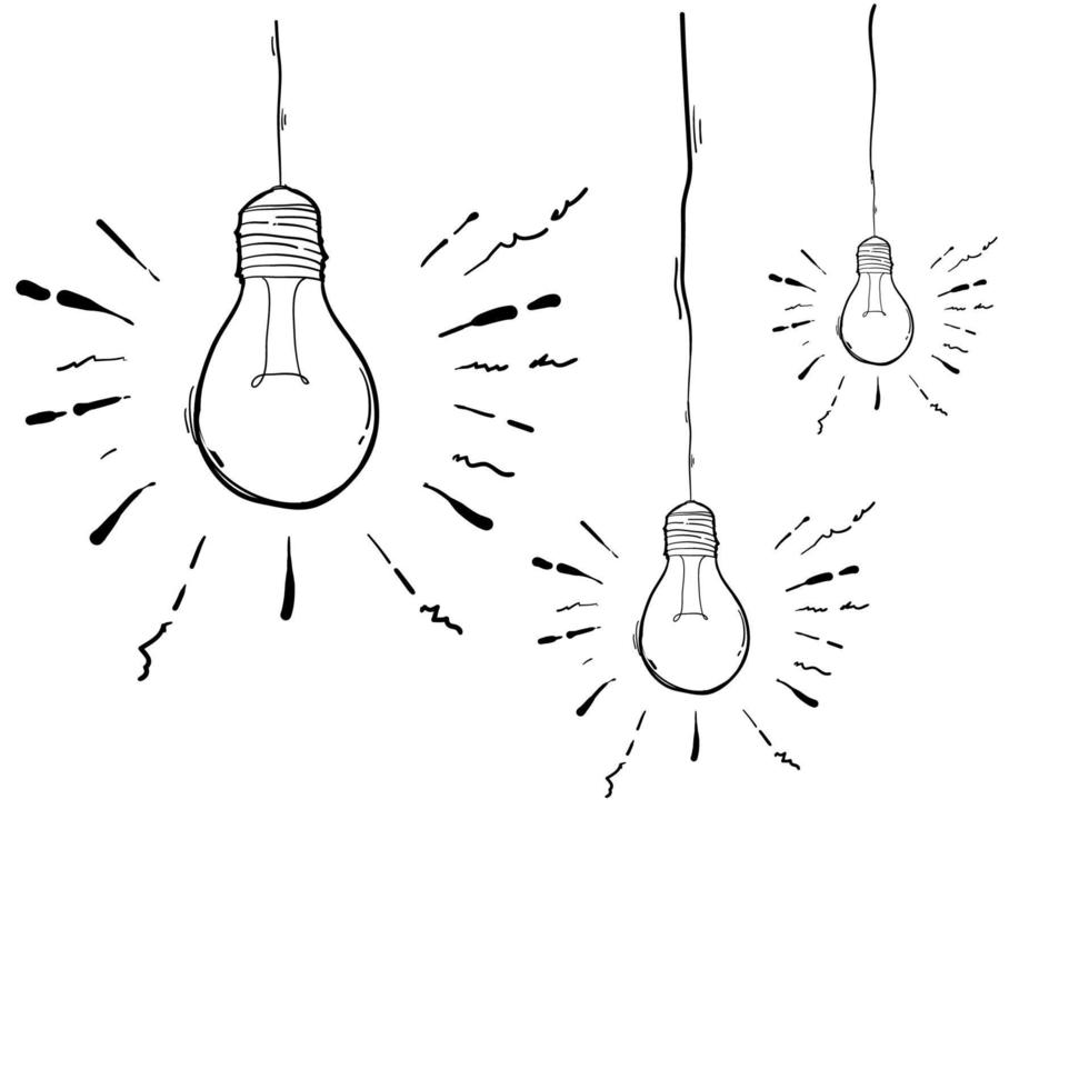 handritad glödlampa illustration i doodle stil för tryck, webb vektor