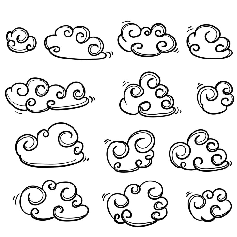 handritad doodle moln illustration i tecknad stil vektor