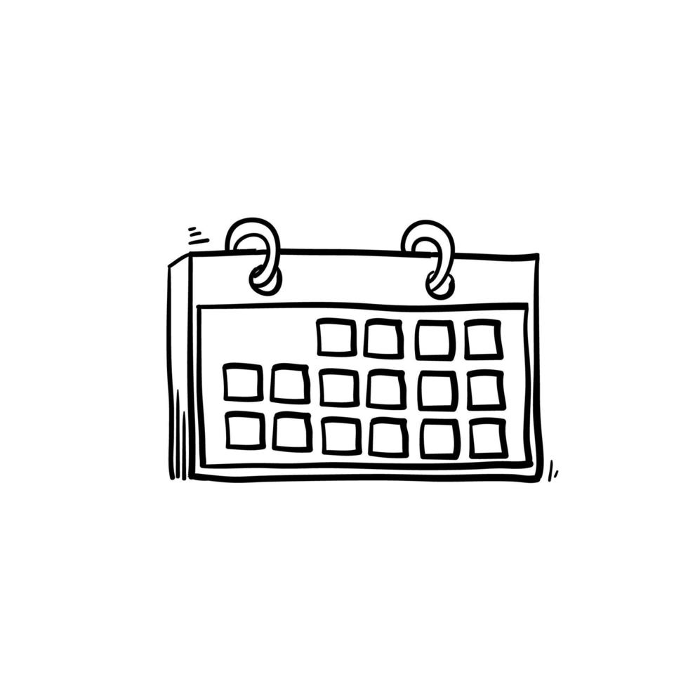 kalender mobil ikon vektor med handritad doodle stil vektor isolerade