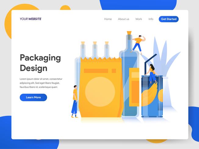 Landningssidamall för begrepp för förpackningsdesignillustration vektor