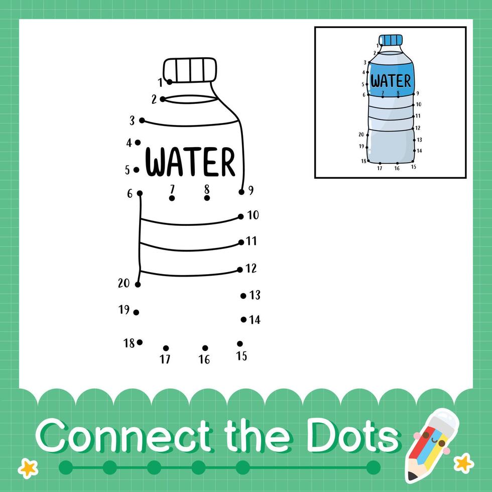 koppla prickarna räknande nummer 1 till 20 pussel arbetsblad med vatten vektor