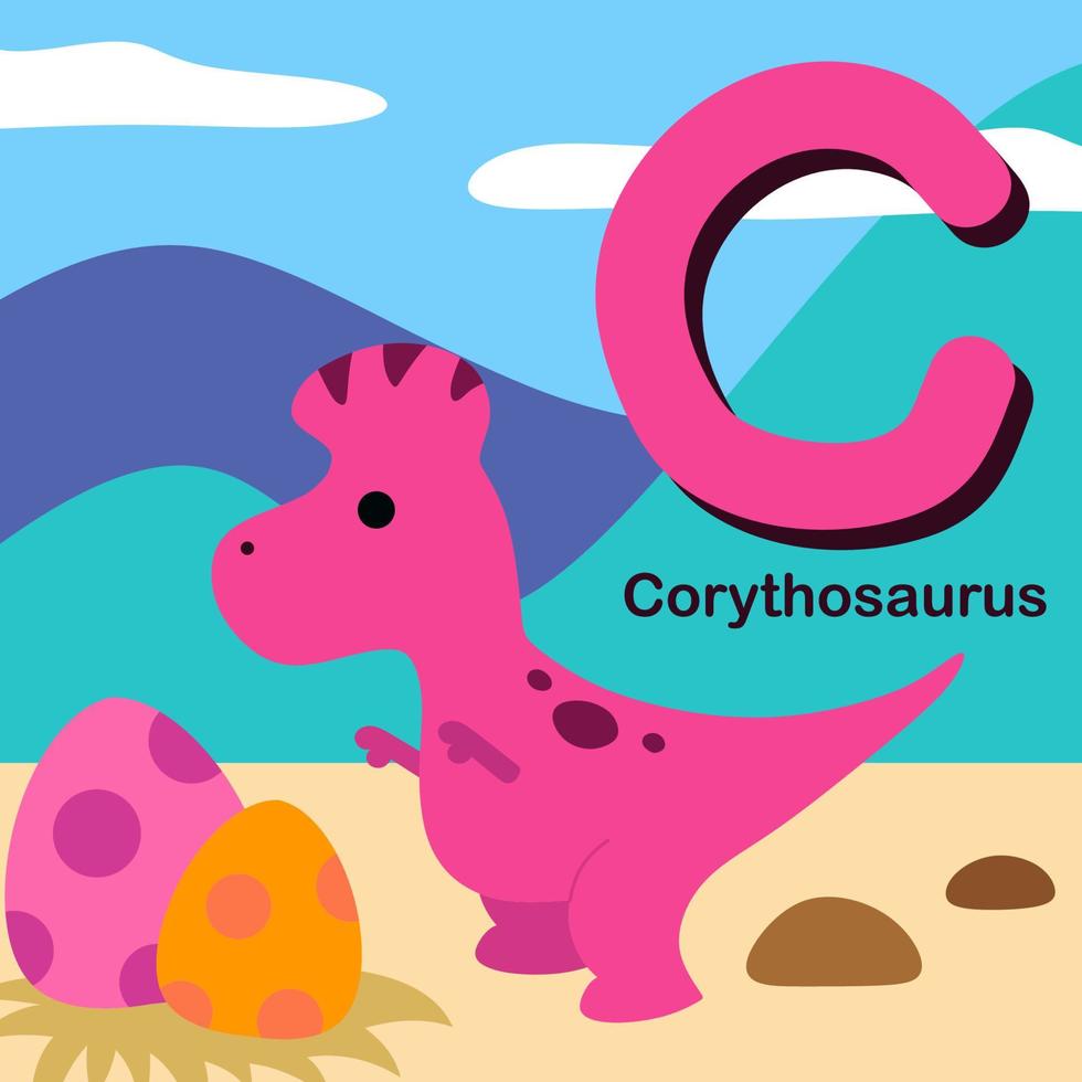 niedliche karikaturillustrationen mit dinosaurier 26 alphabet vektor