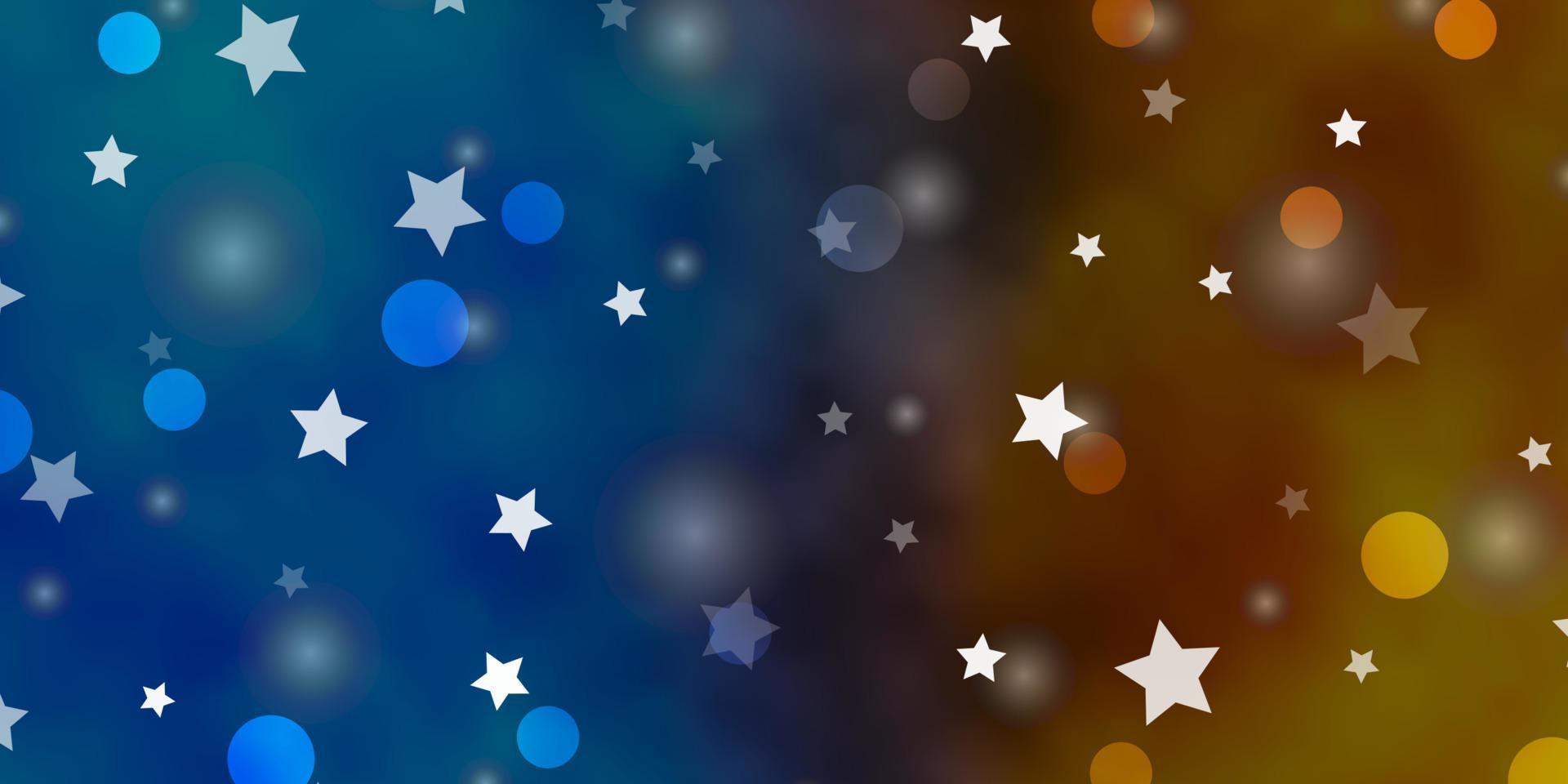ljusblå, gul vektorbakgrund med cirklar, stjärnor. vektor