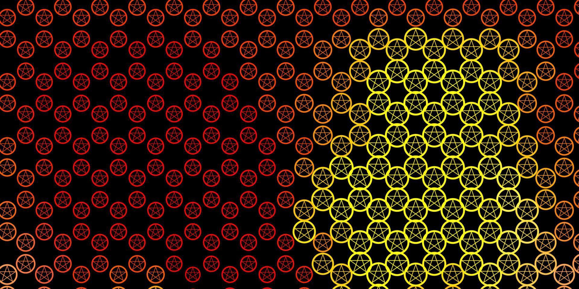 mörkrött, gult vektormönster med magiska element. vektor