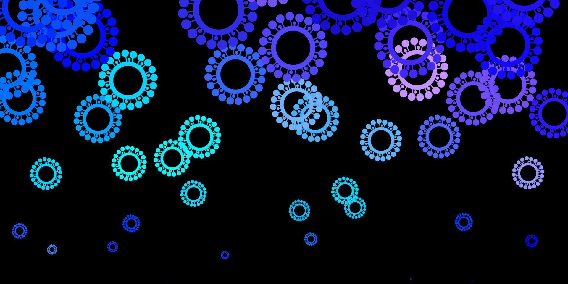 dunkelrosa, blauer Vektorhintergrund mit Virensymbolen. vektor