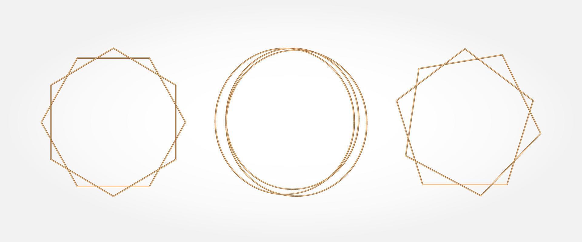 goldene Geometrie. Rahmen für Text. Hochzeitseinladung. Kreis. vektor