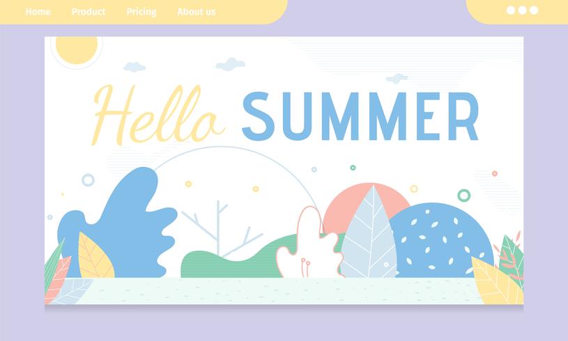 Hallo Sommer-Gruß-Fahne mit abstraktem Design vektor