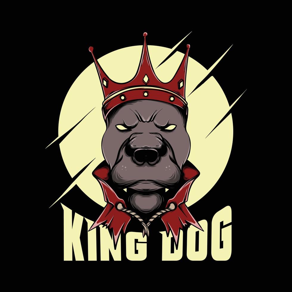 bulldog kung illustration på svart bakgrund vektor