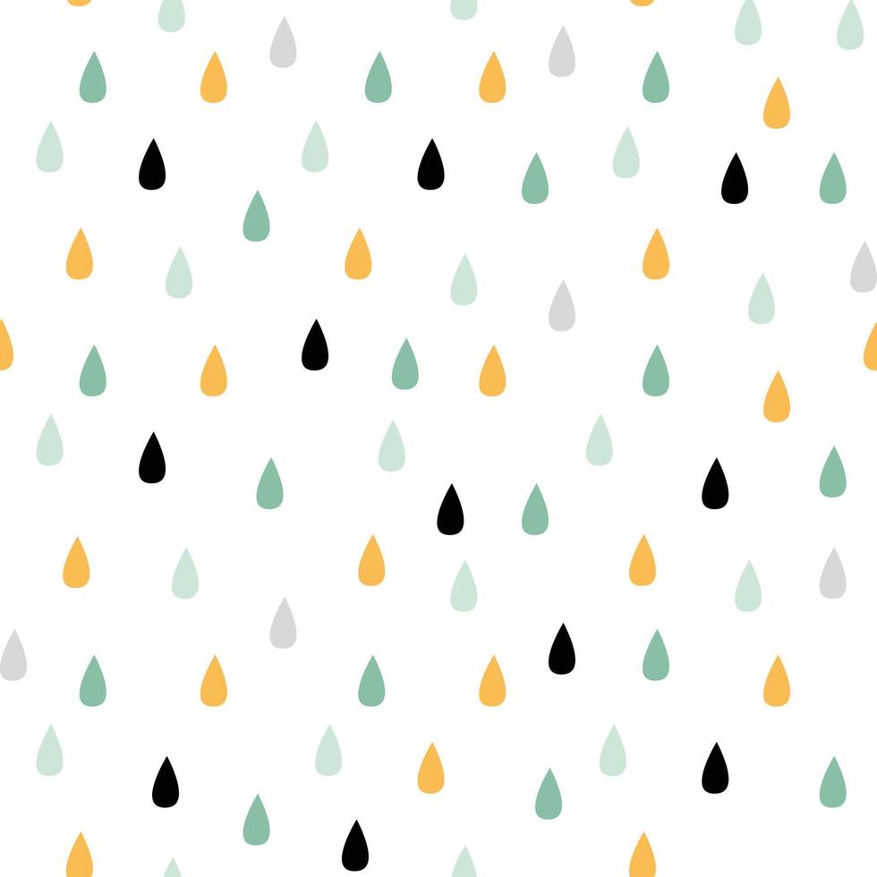 sömlös vektormönster med regndroppar. sött mönster i mint, gult, grått och svart. abstrakt bakgrund. vektor