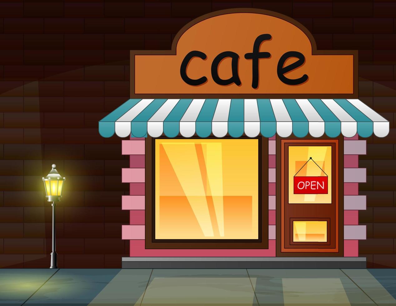 ett café i natten bakgrundsillustration vektor