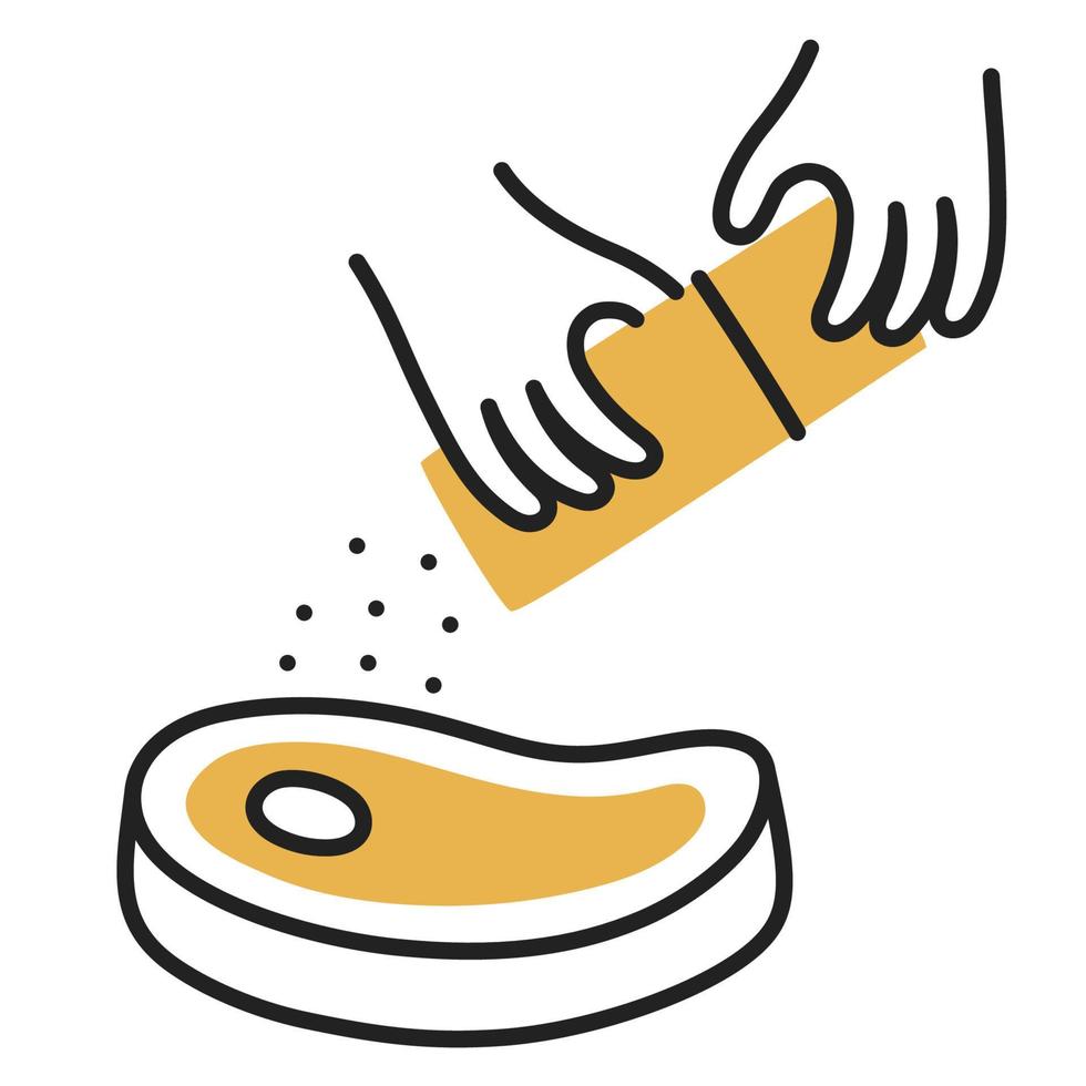 biff. handritad doodle matlagning ikon. vektor