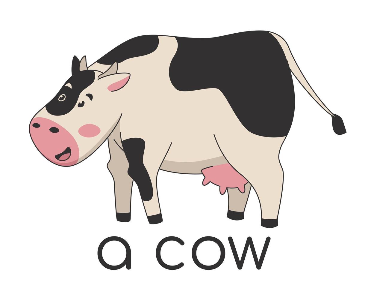Vieh-Designkarte der niedlichen Kuh der Karikatur weiße weiße vektor