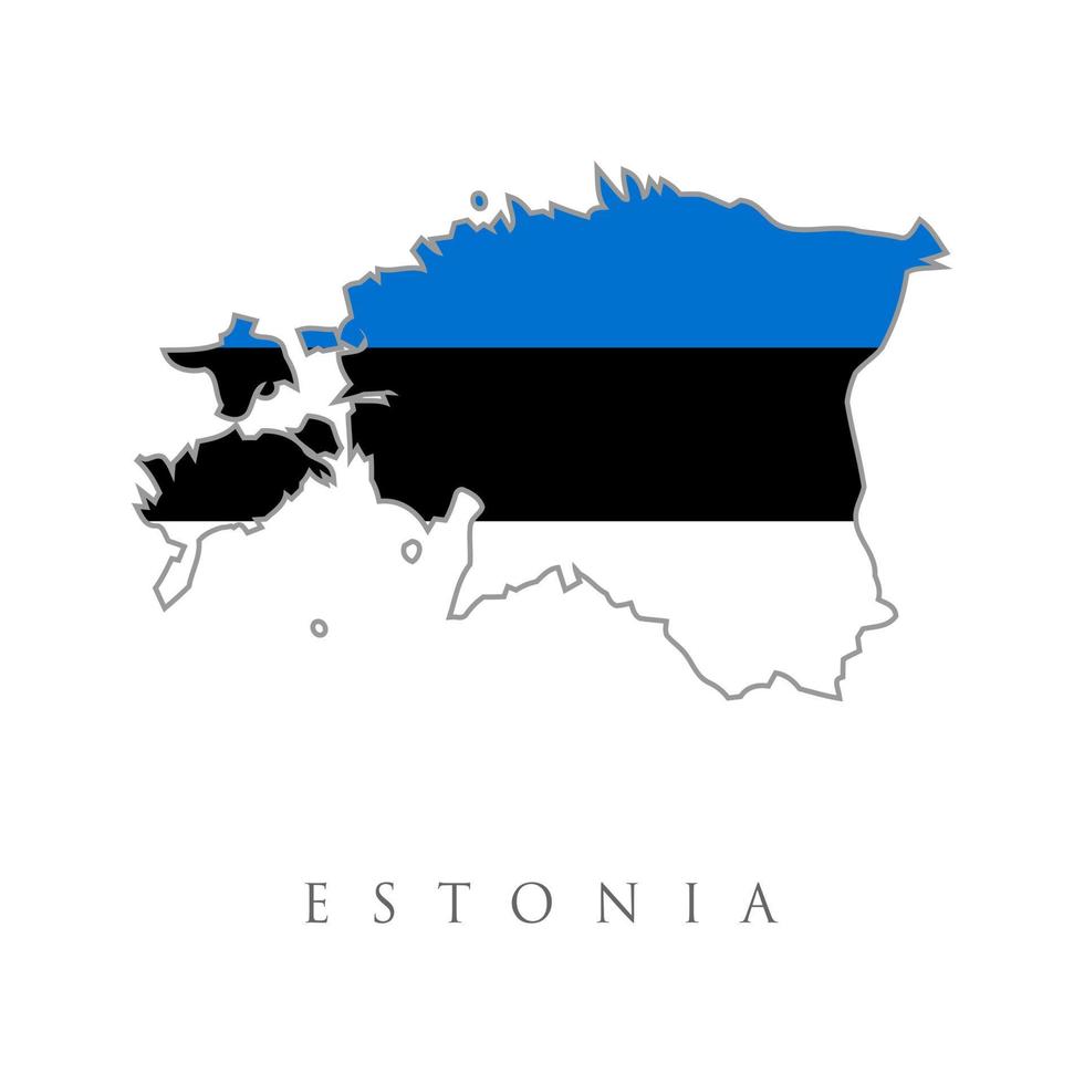 Estland vektorkarta med flaggan inuti. estland detaljerad karta med landets flagga. Igh detaljerad Estland karta med flagga inuti. Europeiska landsgränser vektorillustration på vit bakgrund vektor
